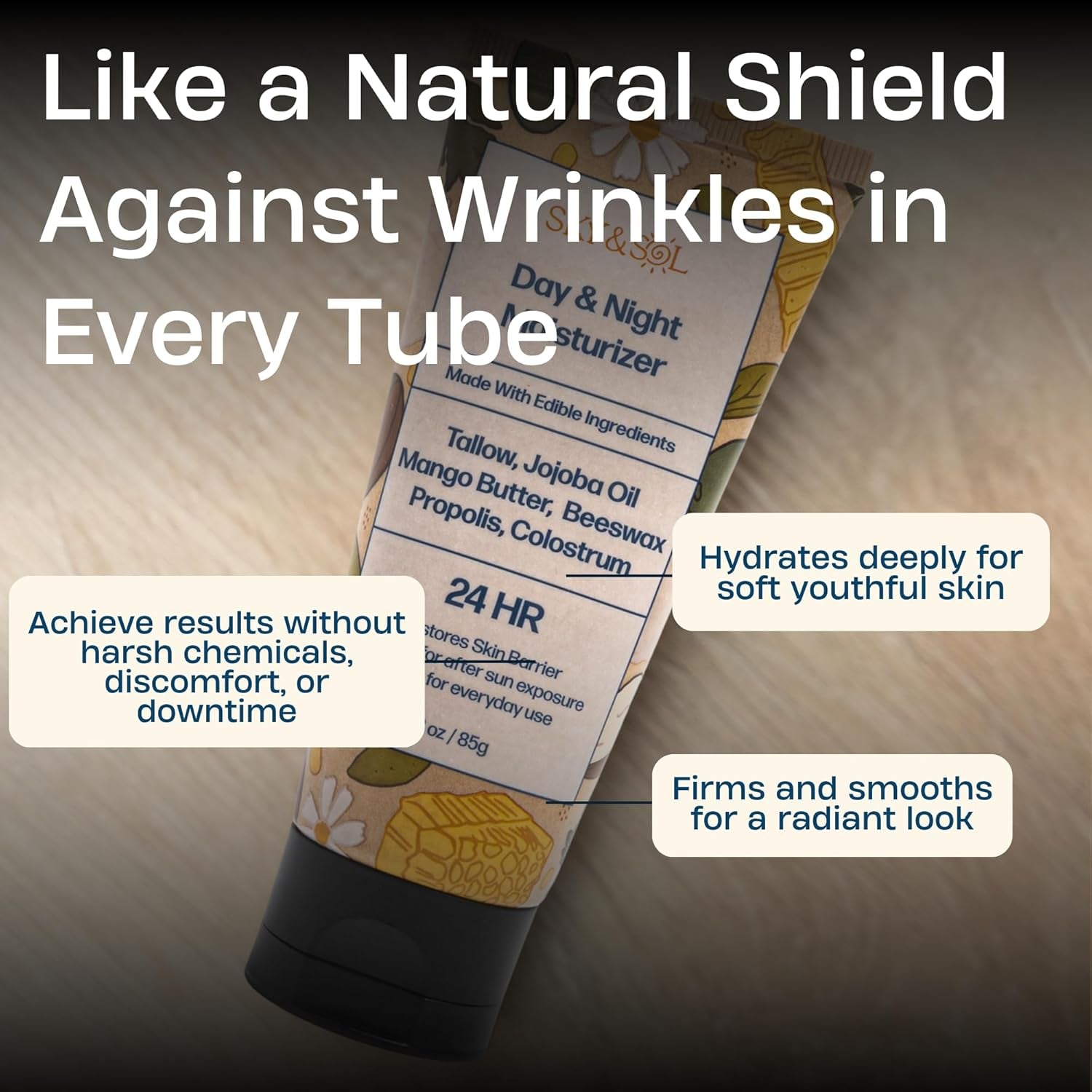 Sky and Sol Day & Night Moisturizer – 85g | Tallow-Based, Nutrient-Rich Face Cream for Deep Hydration & Barrier Repair