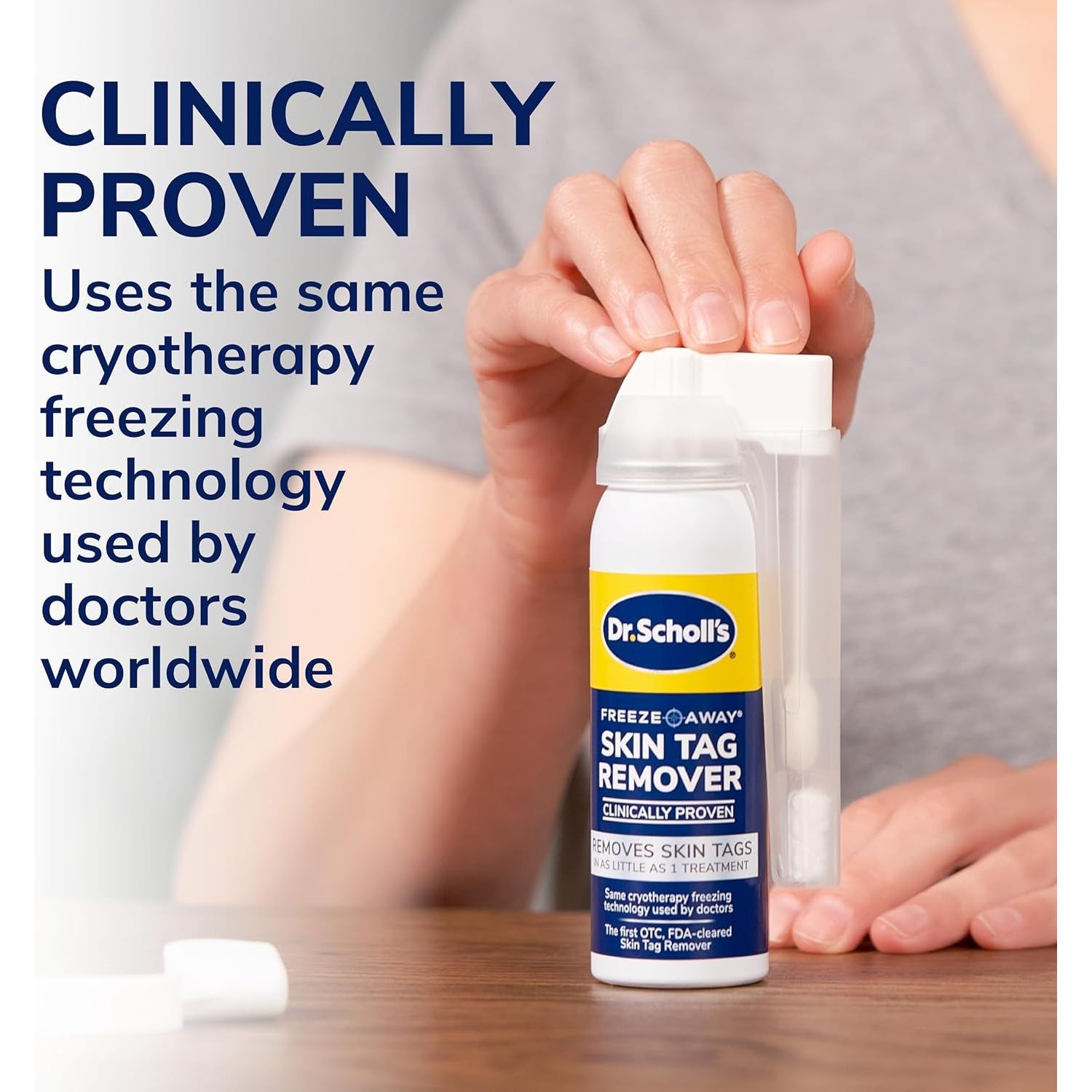 Dr. Scholl's Freeze Away Skin Tag Remover – 8 Cryo Treatments, 53g | FDA-Cleared At-Home Solution for Fast, Safe Skin Tag Removal