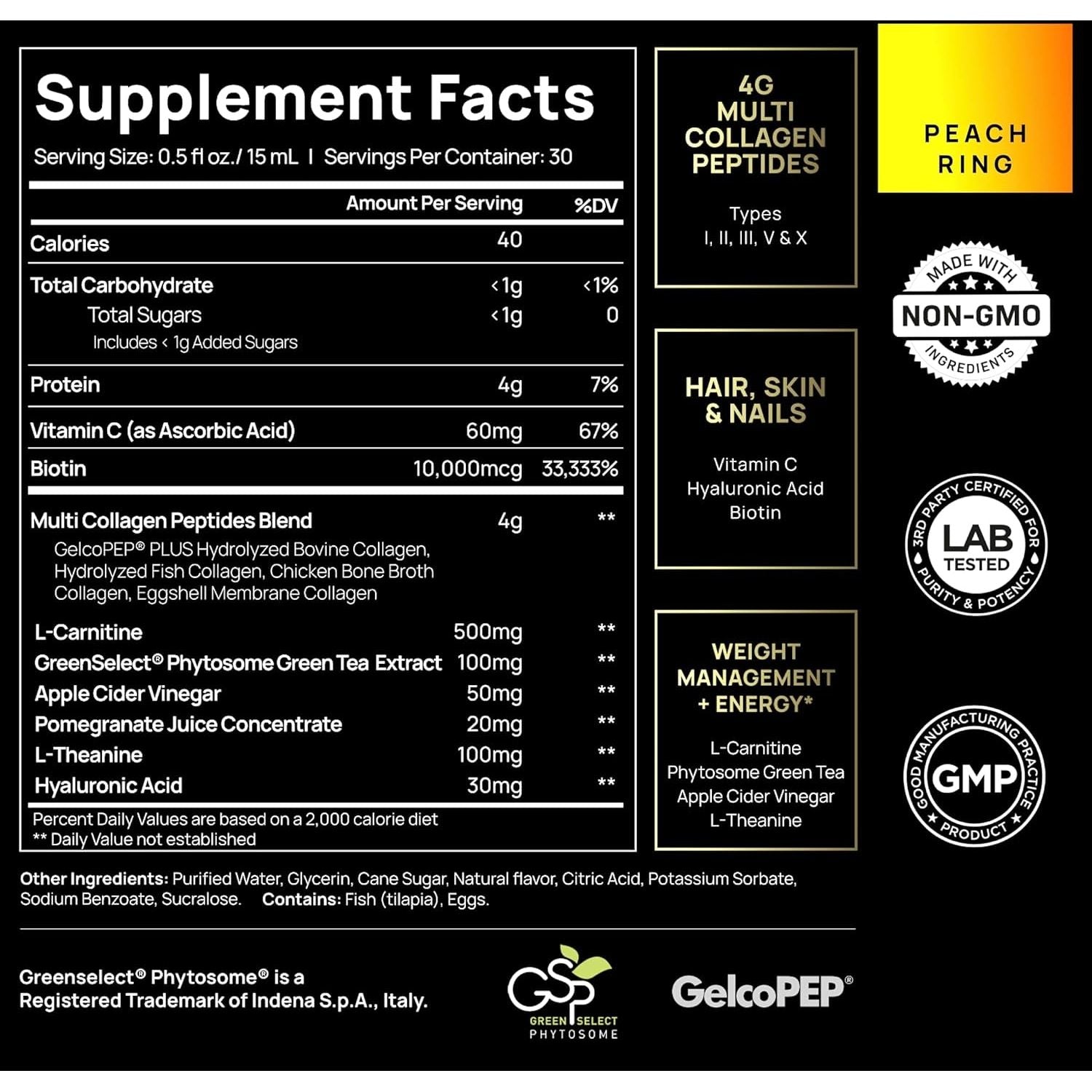 TERRA ELMNT Multi Collagen Burn – 450ml | Liquid Collagen Shot for Weight Loss, Hair, Skin & Nails