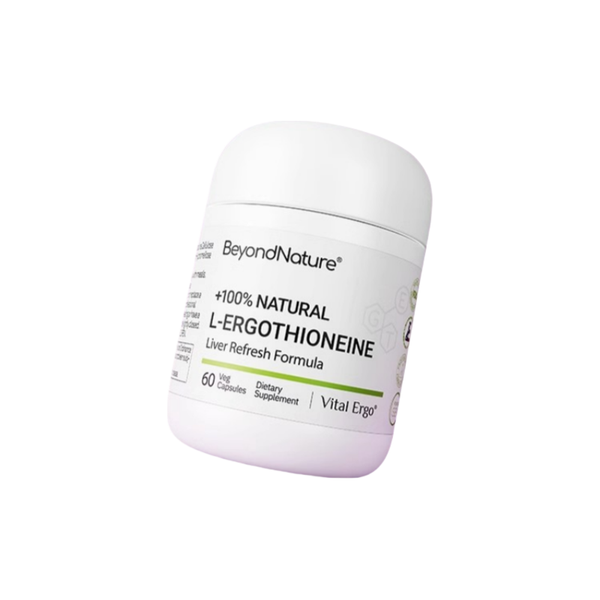 BEYOND NATURE +100% Natural L-Ergothioneine Liver Refresh Formula – 60 Capsules | Advanced Antioxidant Detox with Milk Thistle, Glutathione & Curcumin