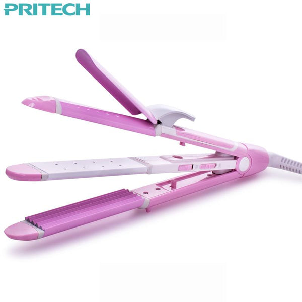 Pritech 3-in-1 Hair Straightener & Curler – Wet & Dry Electric Styling Iron for Professional Salon Results