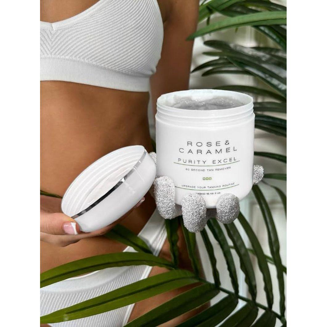 Rose & Caramel Purity Excel 60 Second Tan Remover – 440ml | Fastest Fake Tan Removal with Mango & Pomegranate Scent