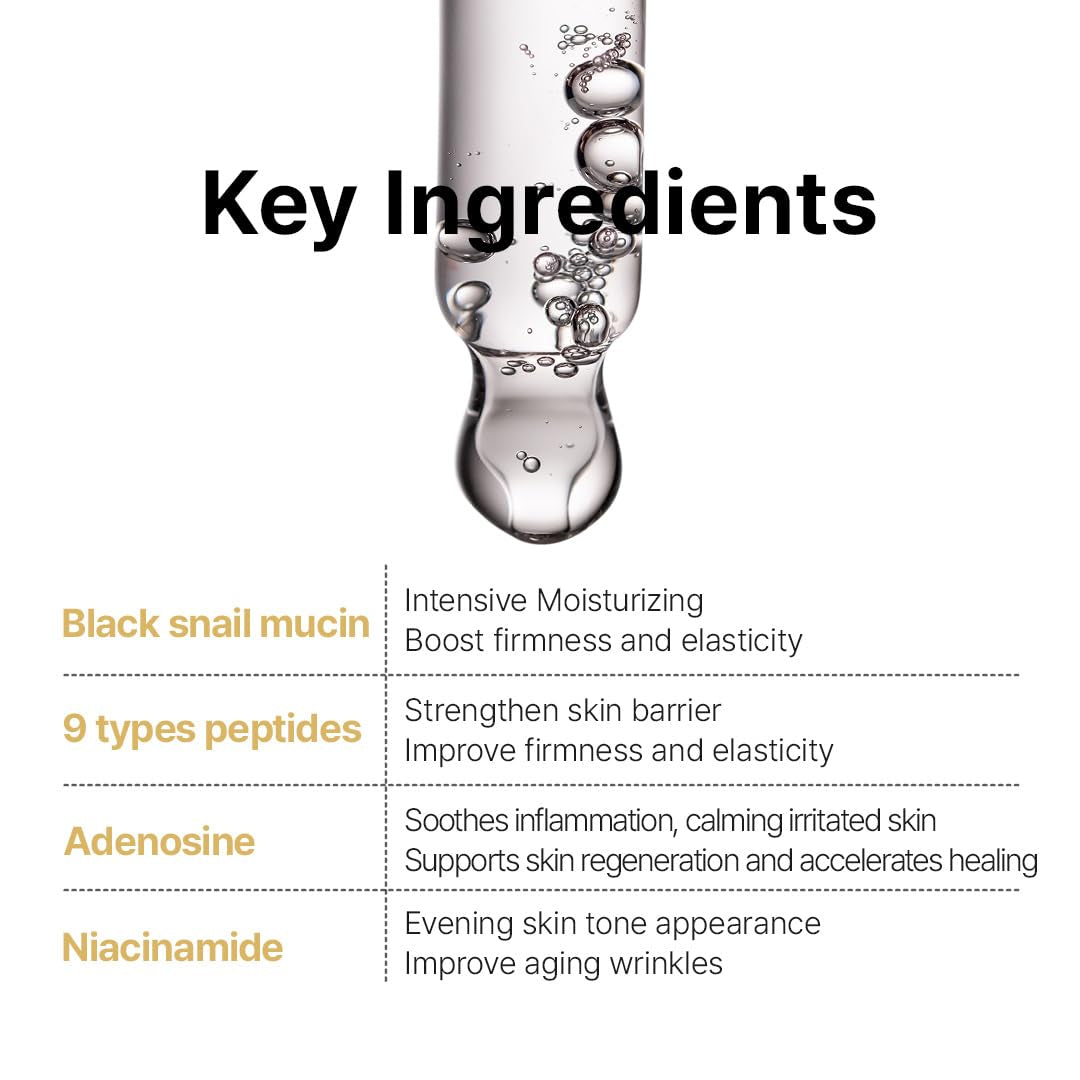 FARMSTAY Black Snail & Peptide 9 Perfect Ampoule – 35ml | Anti-Aging, Firming & Deep Hydration