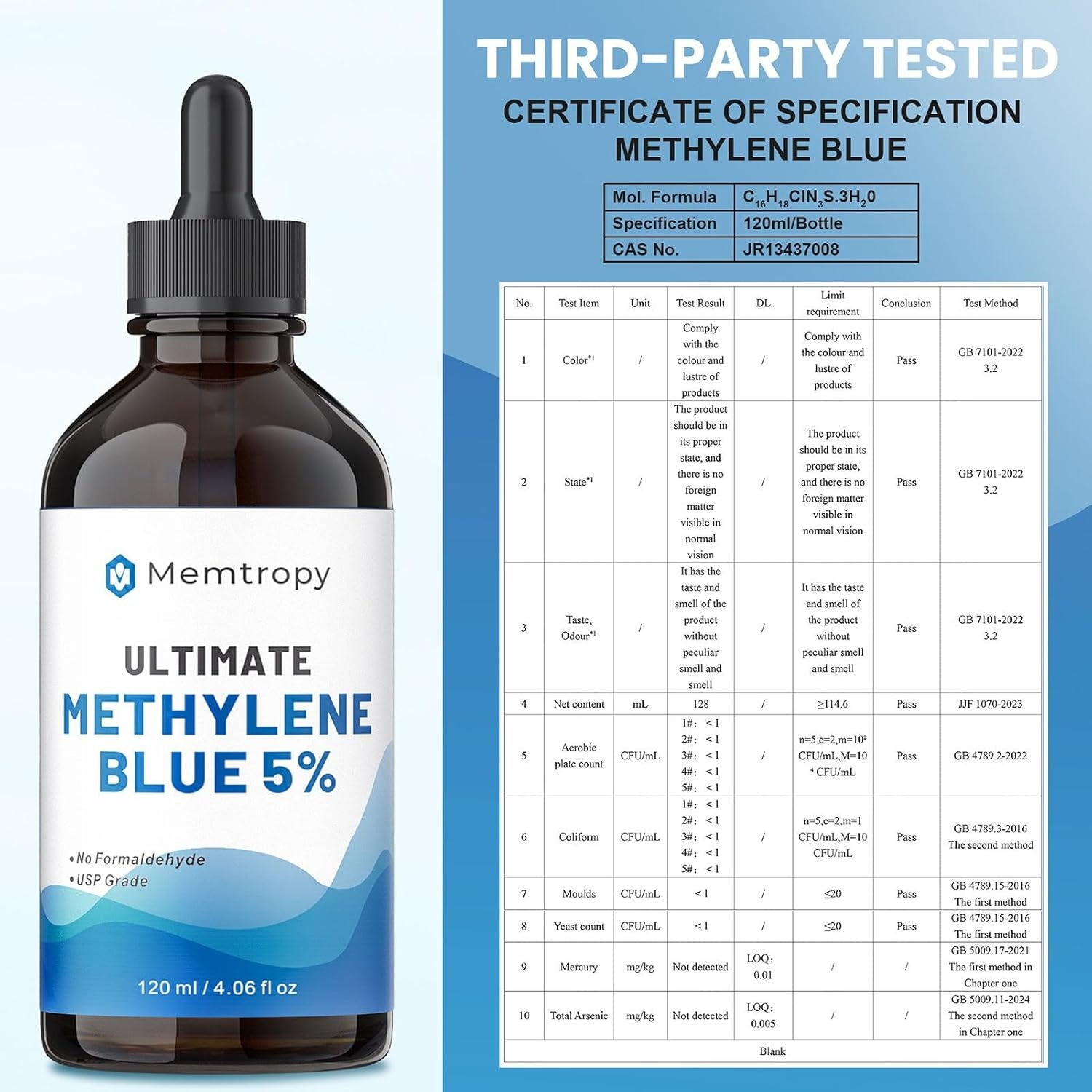 Memtropy Ultimate Methylene Blue 5% – 120ml | High-Potency Cellular Antioxidant & Mitochondrial Support