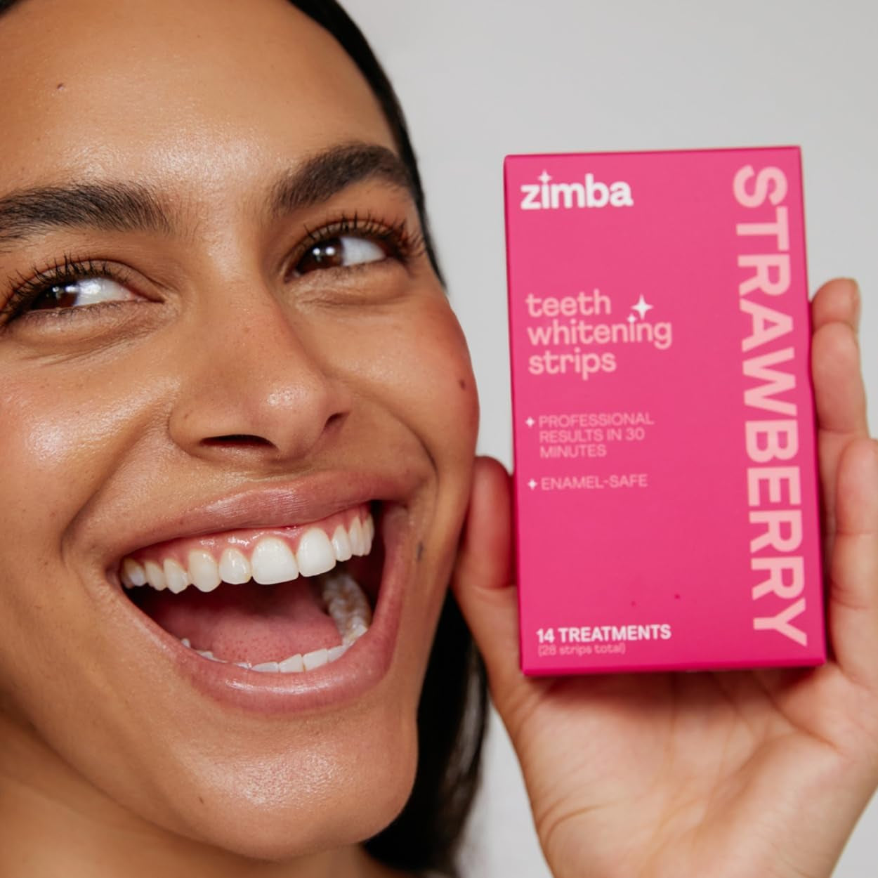 Zimba Strawberry Teeth Whitening Strips – 14 Treatments (28 Strips) | Brighten Smile, Remove Stains & Freshen Breath