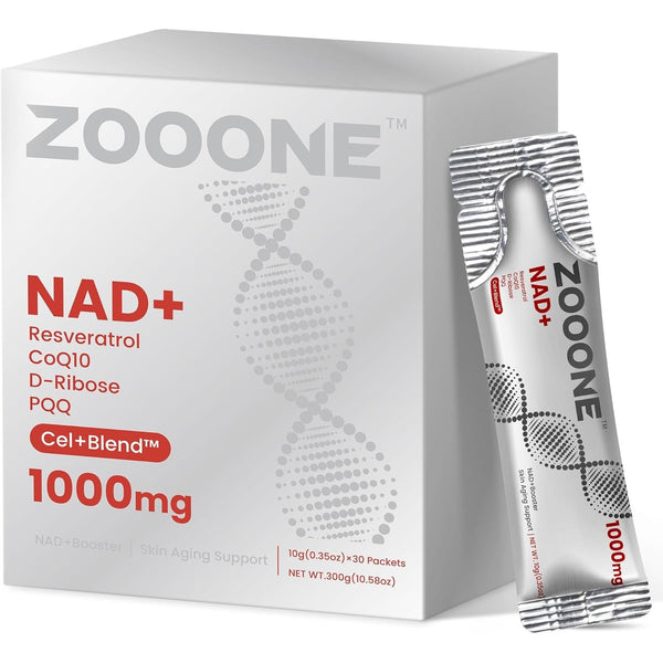 Zooone NAD+ 1000mg Liquid Packets Supplement – 10g (30 Packets) | Cellular Energy & Anti-Aging Support
