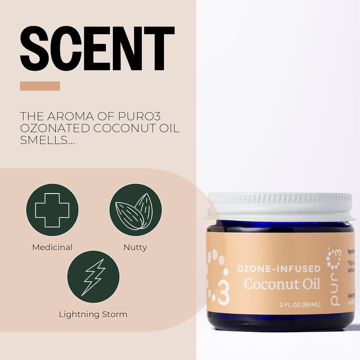 PurO3 Ozone-Infused Coconut Oil – 59ml | Organic, Fully Ozonated Skincare