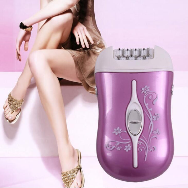 3-in-1 Electric Epilator & Hair Removal Kit for Women – Two-Speed Rechargeable Bikini, Face & Body Trimmer (Purple, 220-240V)