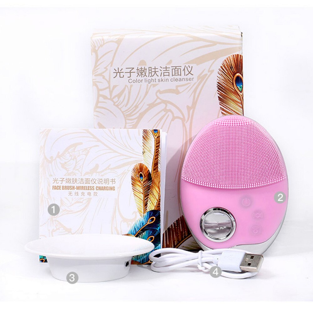 Wireless Charging Phototherapy Facial Cleanser – Silicone Ultrasonic Skin Rejuvenation & Deep Cleaning Device with Photon Therapy