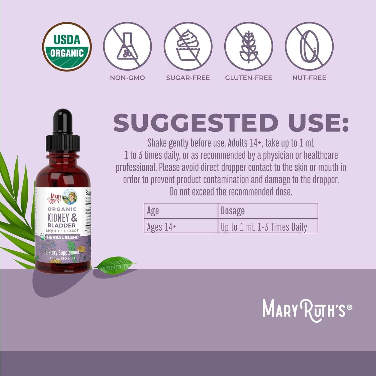 MaryRuth Organics Kidney & Bladder Liquid Extract – 30ml | Herbal Support for Renal & Urinary Health