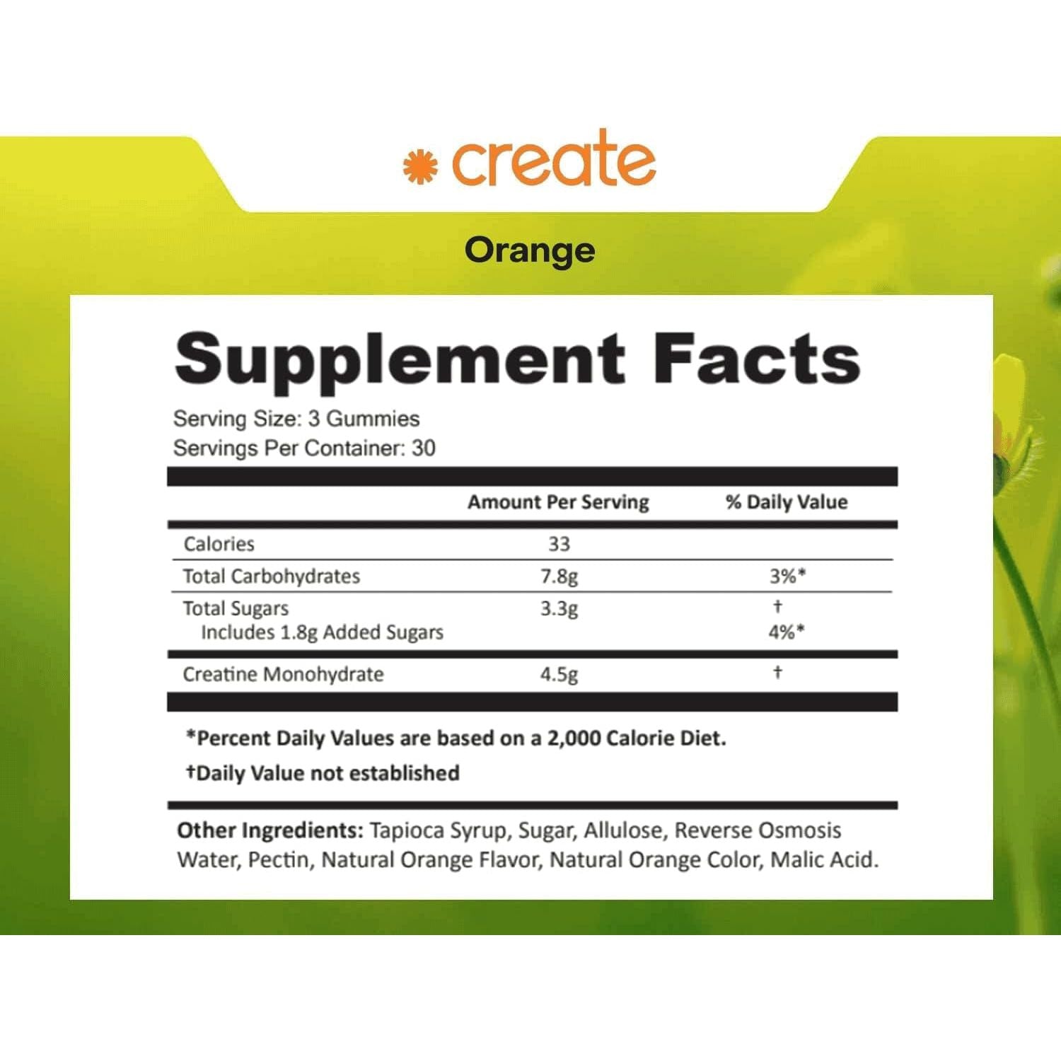Creatine Monohydrate Gummies for Men & Women, Boost Focus, Strength, and Endurance, Anti-Melting Formula, Vegan, Gluten-Free, Non-Gmo, 1.5G of Creatine per Gummy (Orange, 90 Ct)
