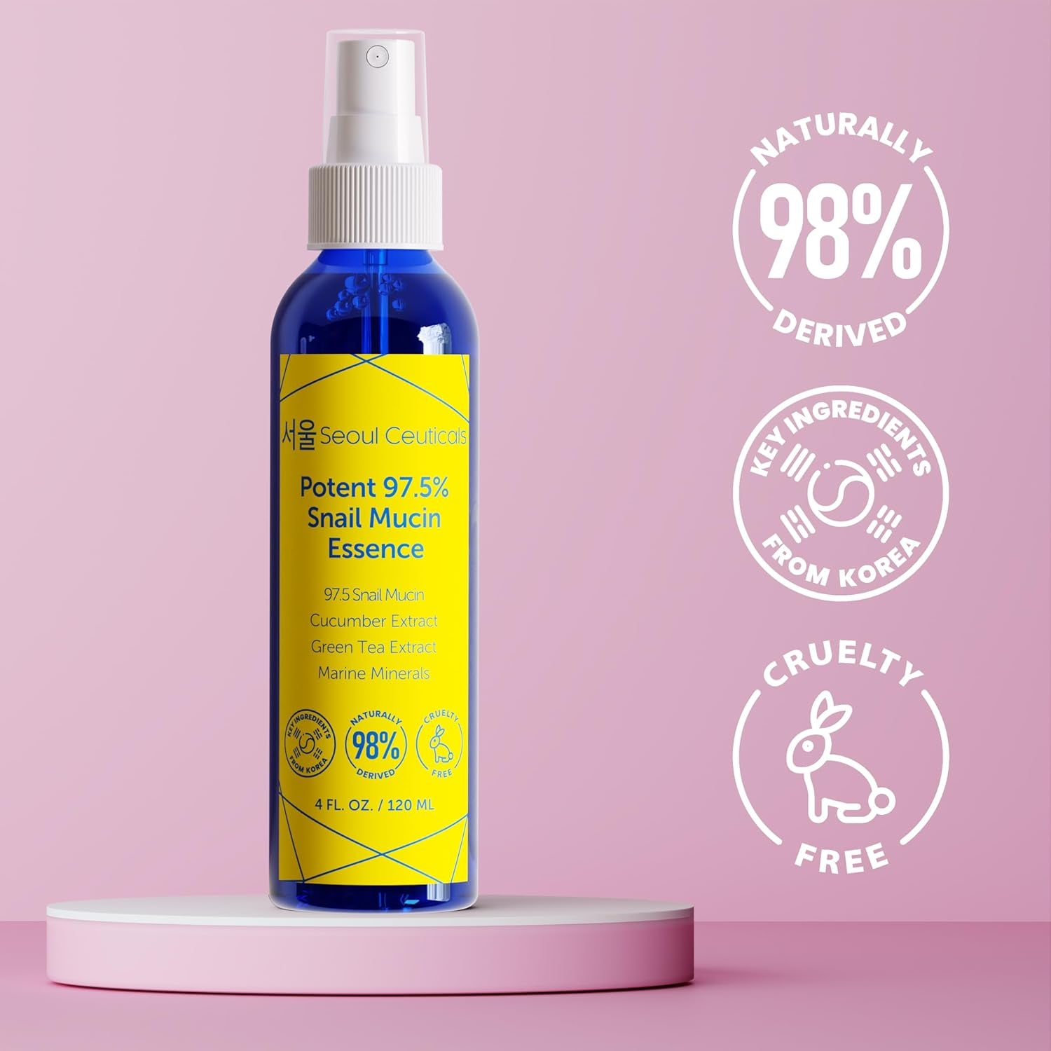 SeoulCeuticals Potent 97.5% Snail Mucin Essence – 120ml | Hydrating & Anti-Aging K-Beauty Mist