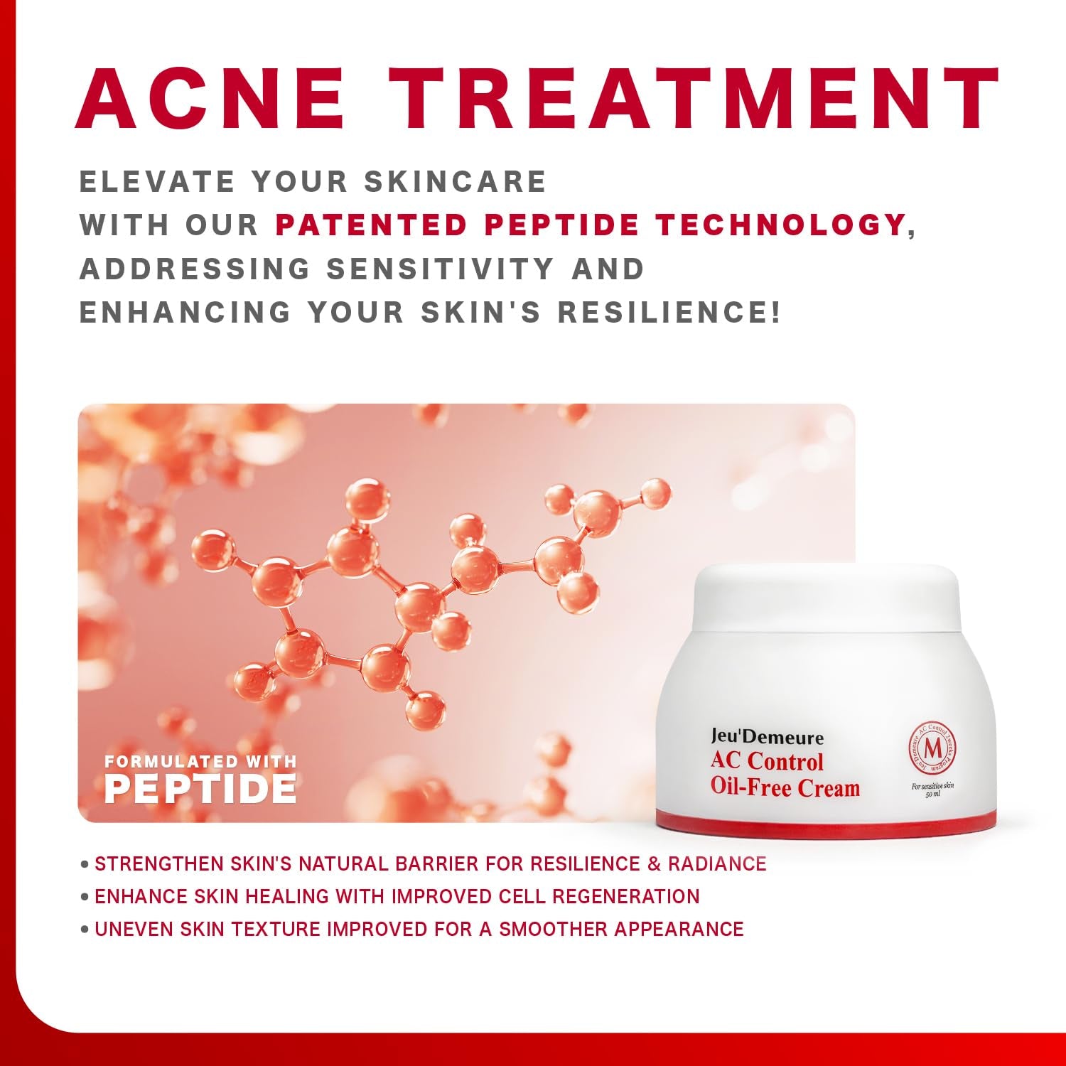 JEU'DEMEURE AC Control Oil-Free Cream – 50ml | Peptide-Infused Acne & Blemish Care