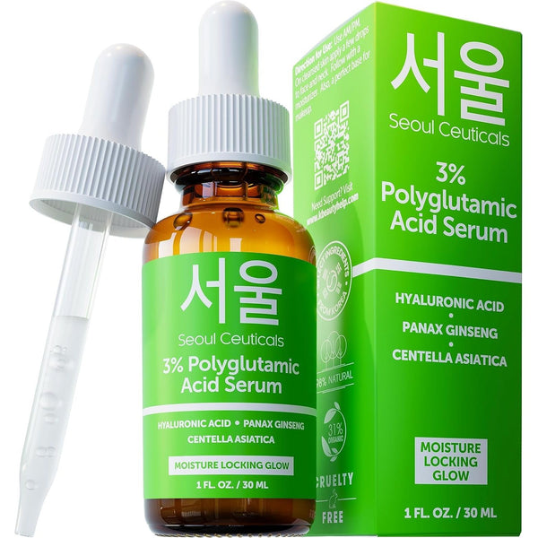 SeoulCeuticals 3% Polyglutamic Acid Serum – 30ml | Intense Hydration, Firming & Anti-Aging Boost