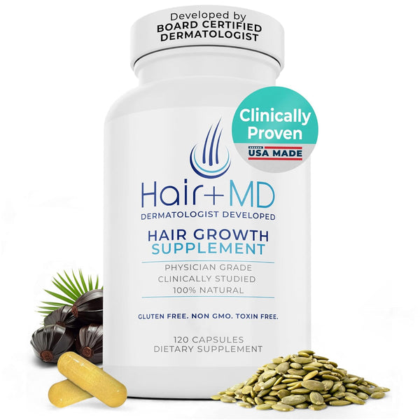 Hair Plus MD Hair Growth Supplement – 120 Capsules | Clinically Proven Formula for Thicker, Fuller Hair