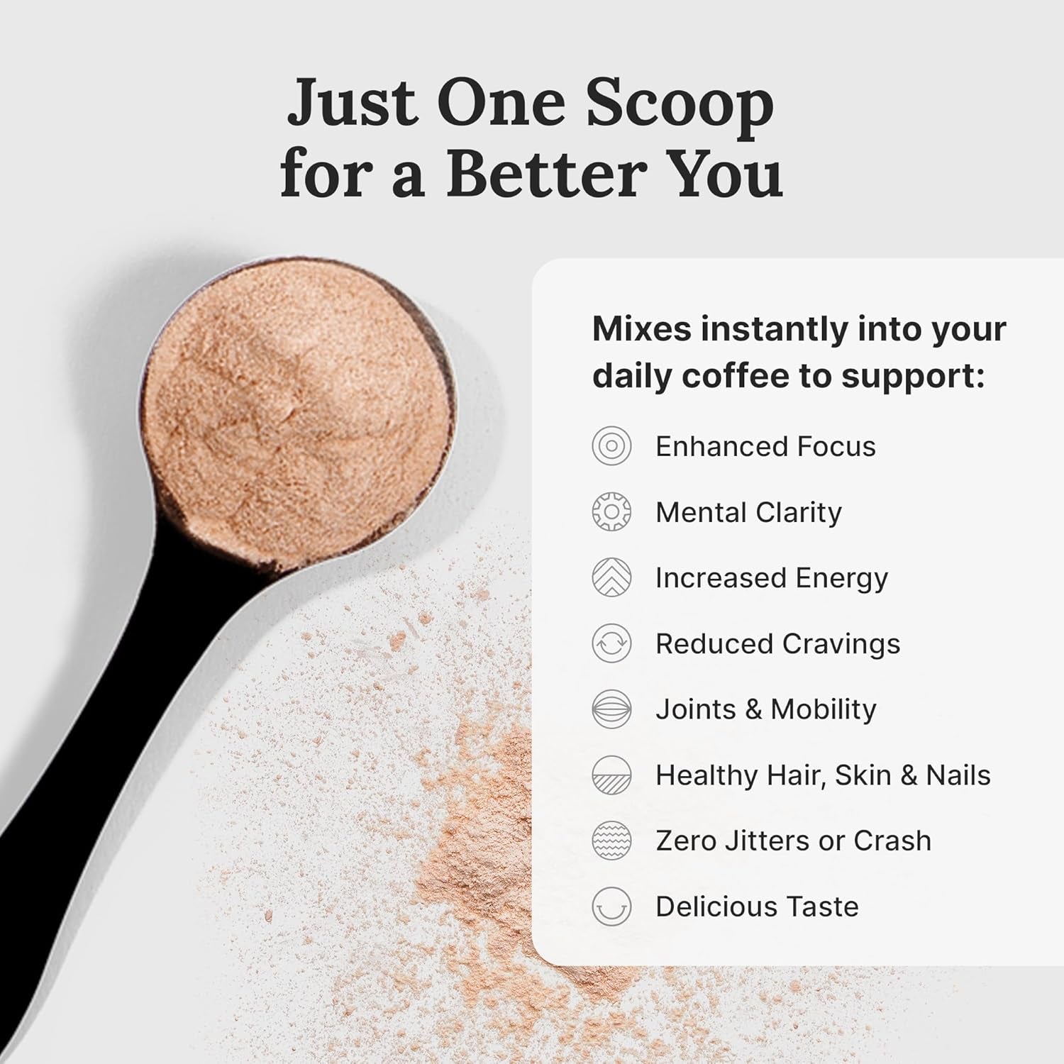 the Good Stuff Focus – Mocha Coffee Booster | Nootropic Collagen Creamer with Mcts for Focus, Energy & Wellness | Non-Dairy, Keto-Friendly, 30 Servings
