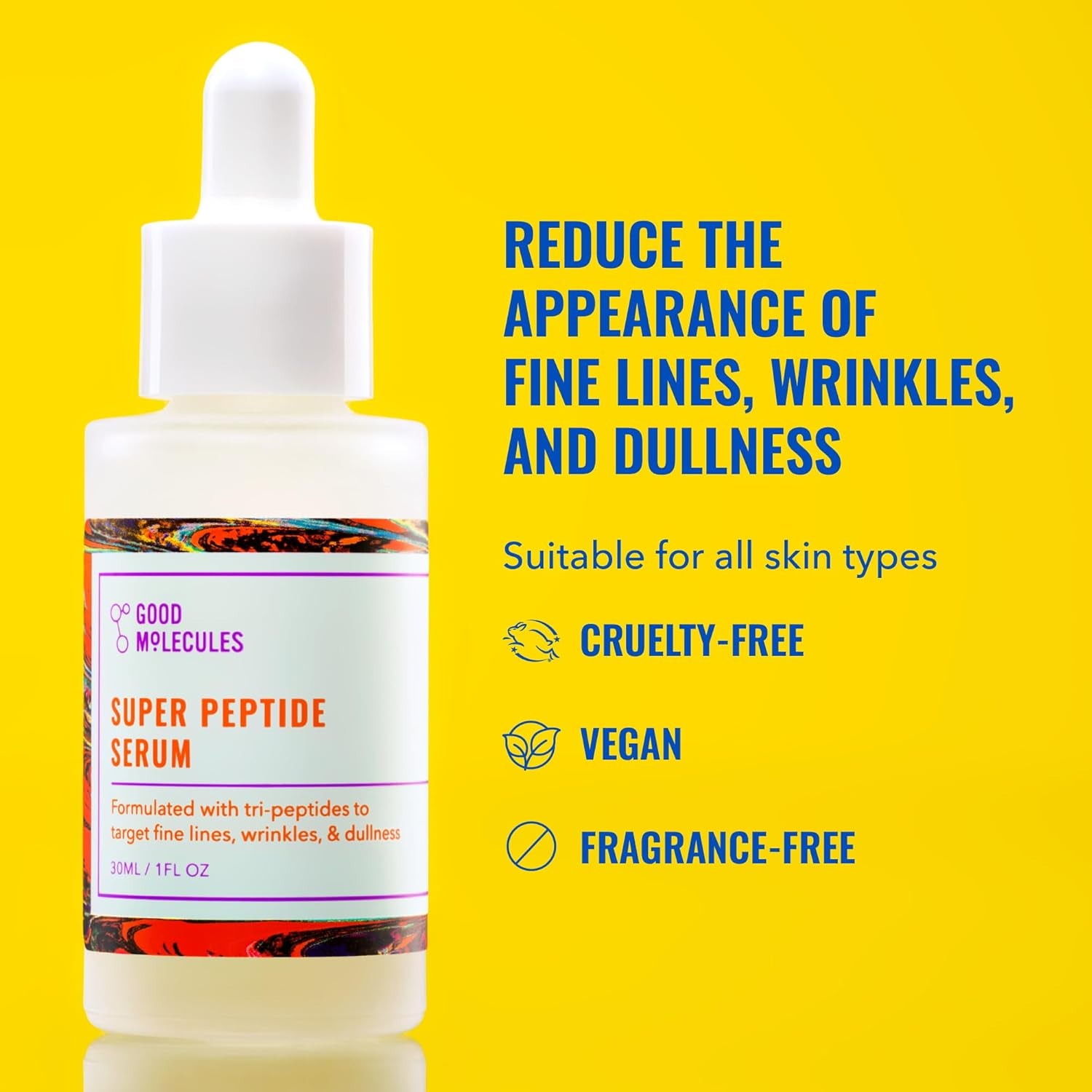 Good Molecules Super Peptide Serum – 30ml | Smooth, Firm & Hydrate for Youthful-Looking Skin