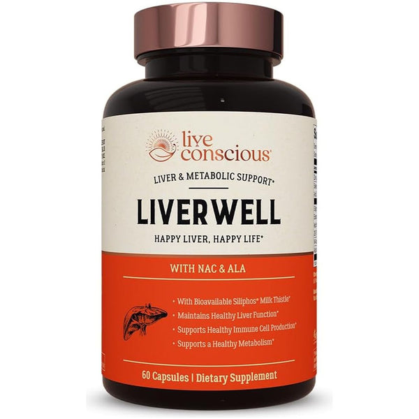 Live Conscious LIVERWELL – 60 Capsules | Advanced Liver Detox, Antioxidant & Immune Support
