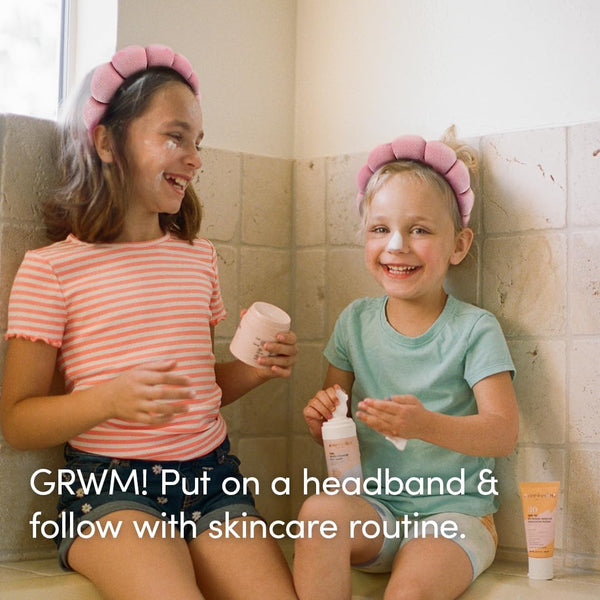 Evereden Kids Daily 1-2-3 Routine Bundle – Peach + Headband | Gentle, Vegan Skincare & Fun Hair Care Set for Kids (Ages 4+)