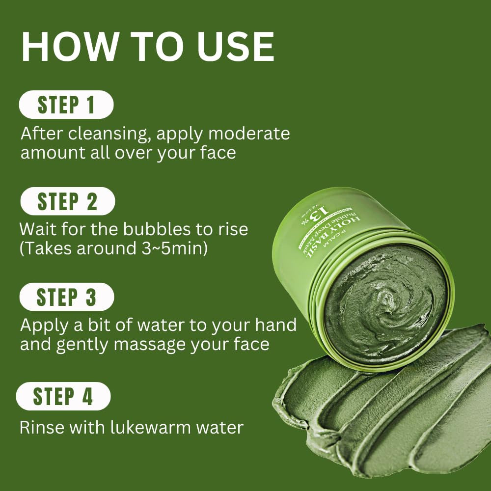P.CALM Holy Basil BP.CALM Holy Basil Bubble Deep Mask – 90g | Blackhead & Pore-Cleansing Clay-to-Bubble Mask