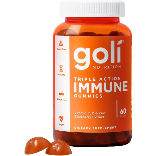 Immune Vitamin Gummy - 60 Count - Elderberry, Vitamin C, D & Zinc, Vegan, Non-Gmo, Gluten-Free & Gelatin-Free, Pack of 1