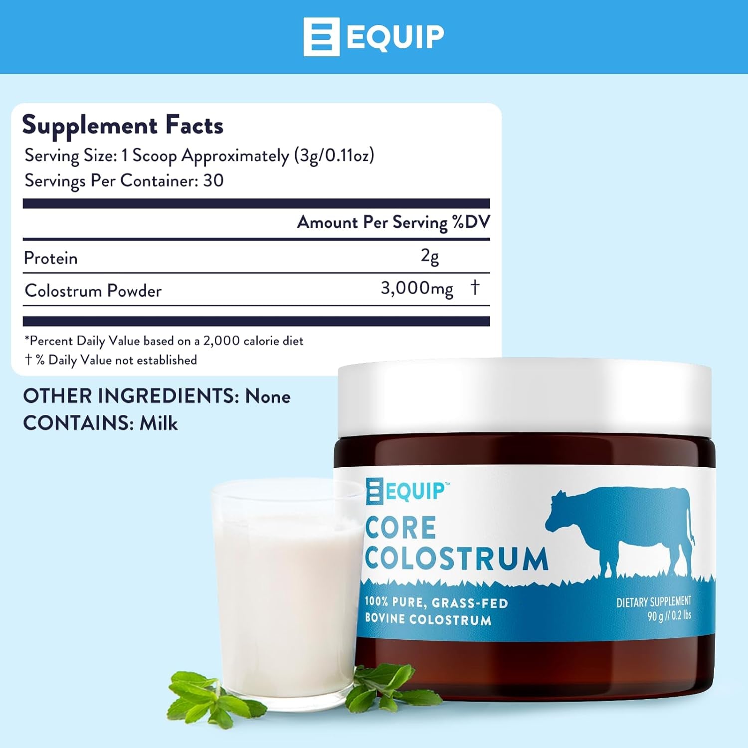 Foods Core Colostrum | Grass Fed Colostrum Powder 3,000Mg | Gut Health, Immunity, Recovery | Lactoferrin Supplements | Keto Friendly Colostrum Supplement | 30 Servings, Unflavored