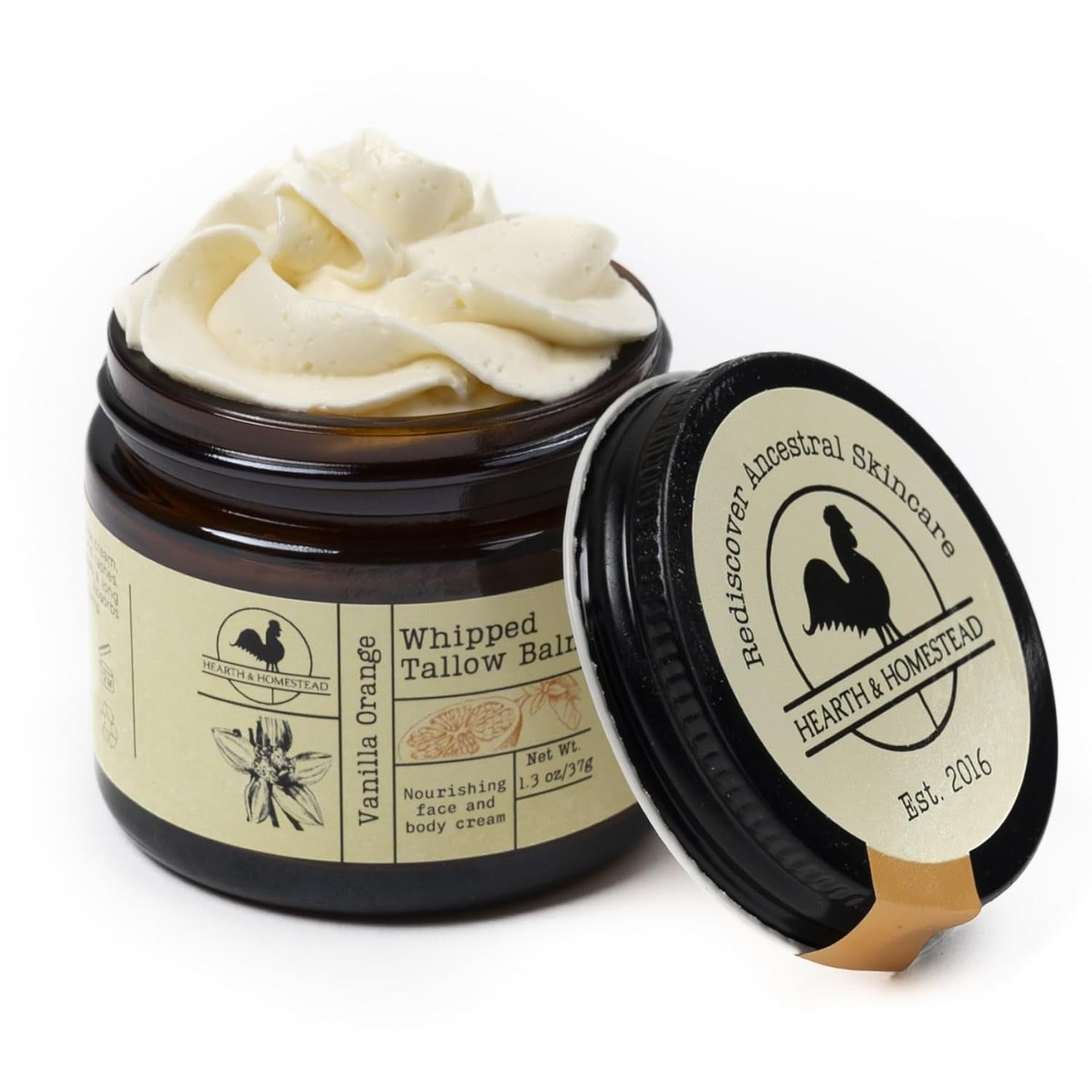 Hearth & Homestead Whipped Tallow Balm (Vanilla Orange) – 37g | Ancestral Skincare for Deep Nourishment