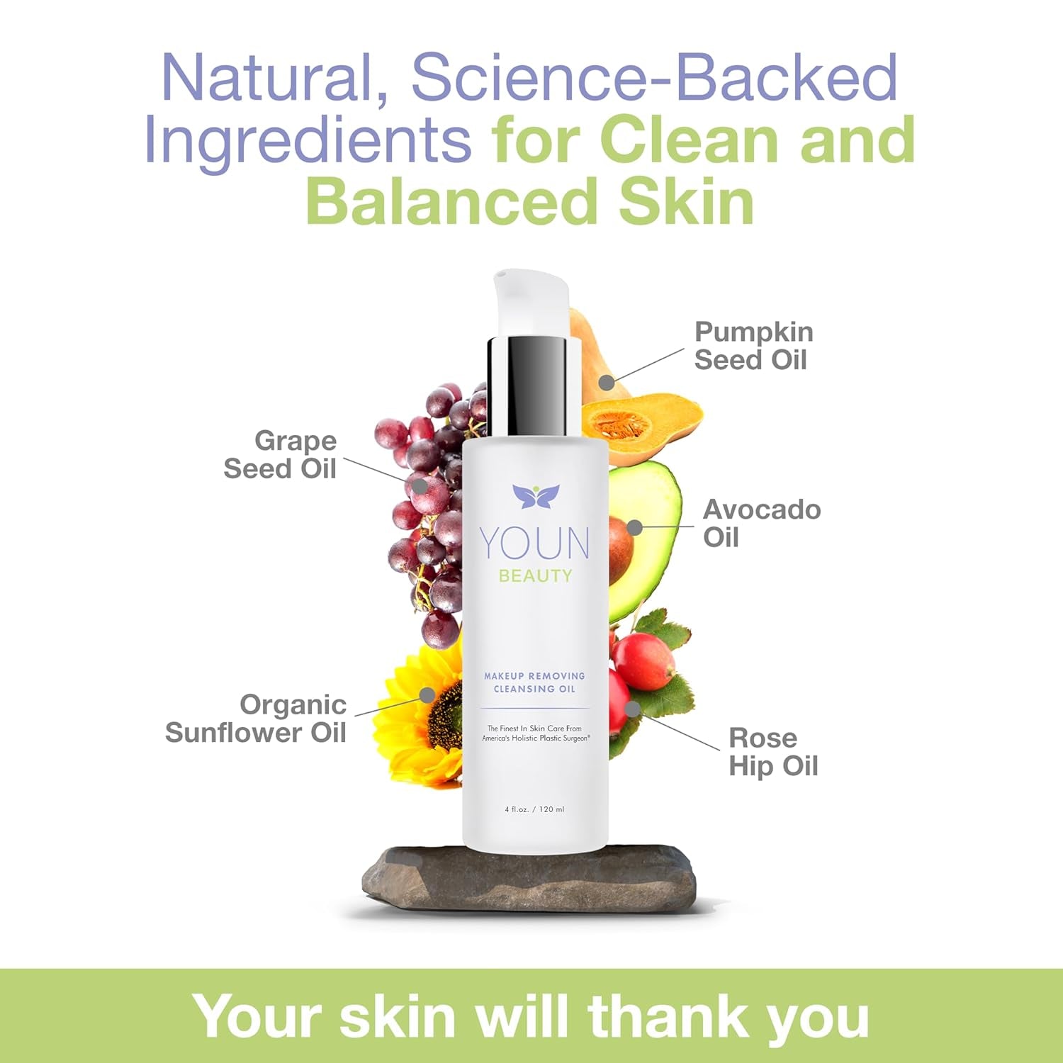 YOUN Beauty MakeUp Removing Cleansing Oil – 120ml | Hydrating & Gentle Double Cleanse