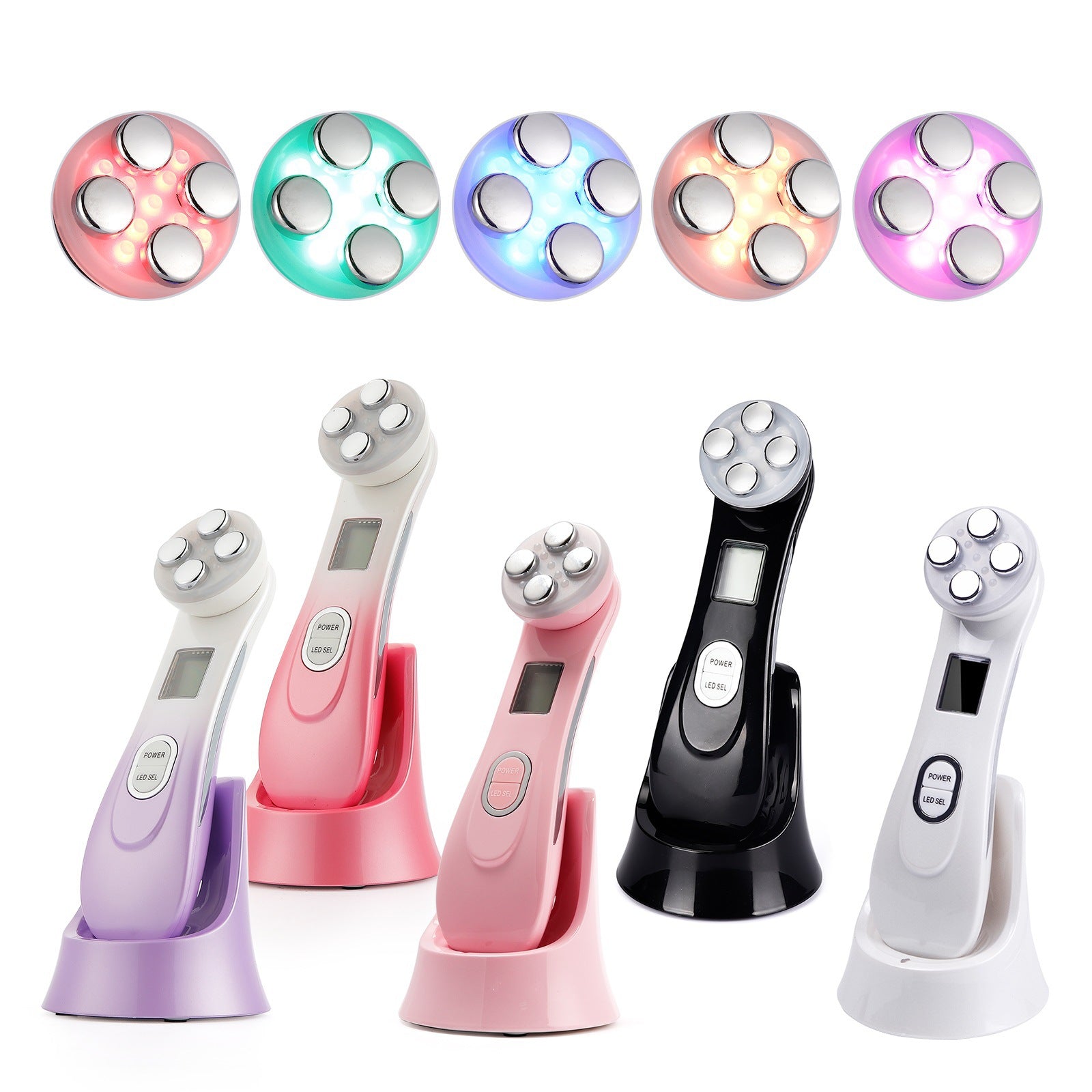 5-in-1 LED Light Therapy Facial Device – USB Rechargeable Skin Rejuvenation & Firming Beauty Tool for Wrinkles, Acne & Pigmentation