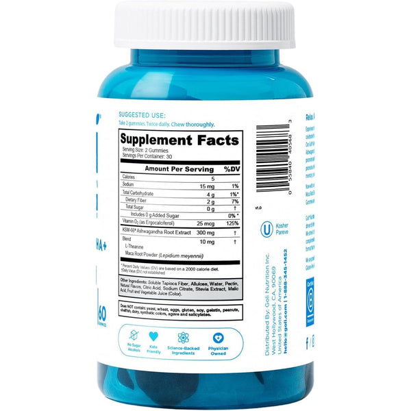 Goli Zero Sugar Ashwagandha+ Gummies – 60 Gummies | Stress Relief & Sleep Support Calm Your Mind, Fuel Your Body – Now with Zero Sugar!