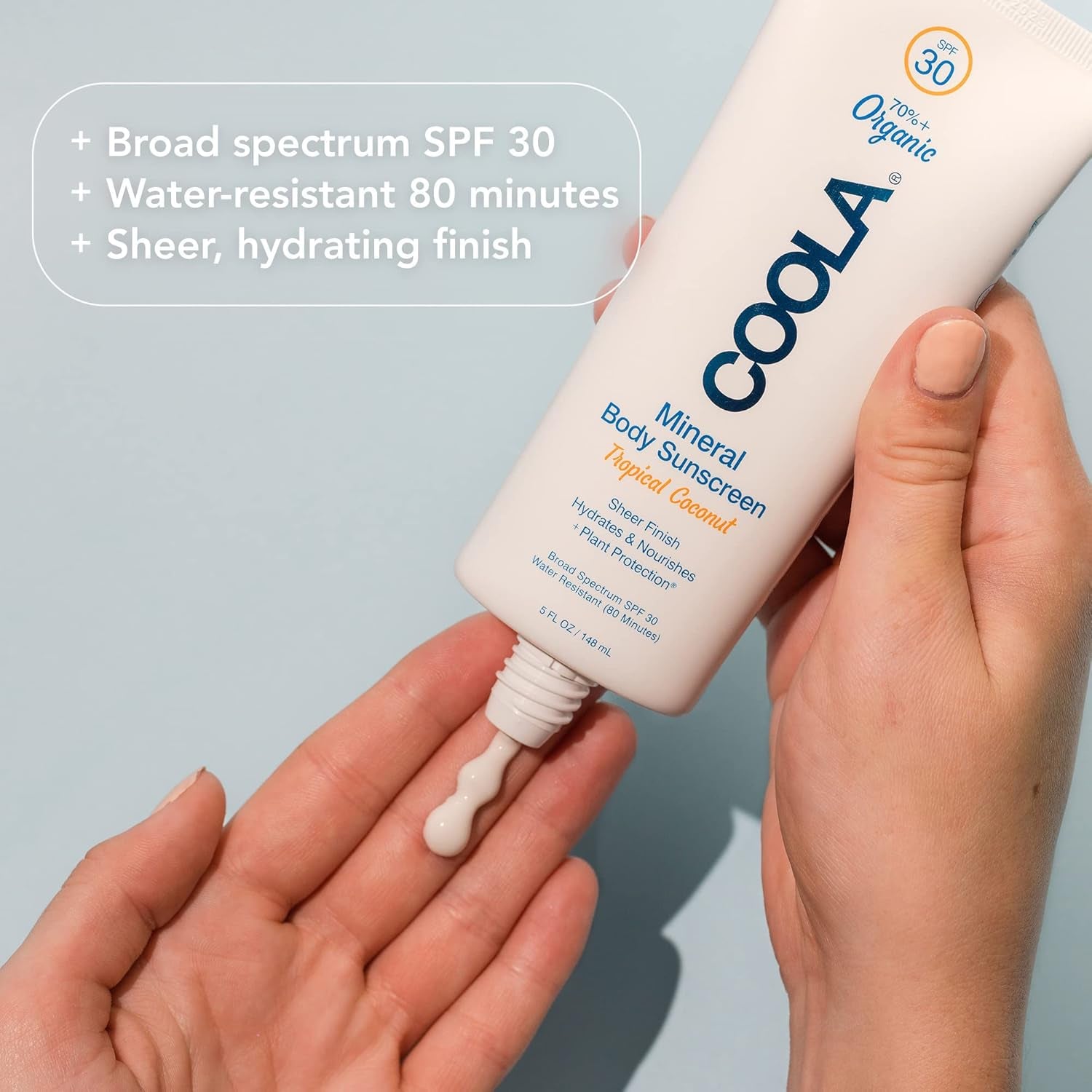 COOLA Mineral Sunscreen SPF 30 – 148ml Tropical Coconut | Reef-Friendly, Sheer Zinc-Based Protection