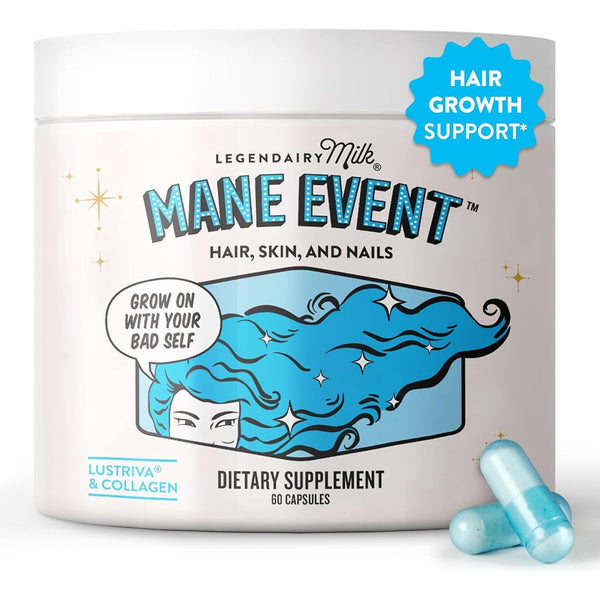 Legendairy Milk Mane Event™ – 60 Capsules | Collagen, Lustriva & Biotin for Thicker, Fuller Hair