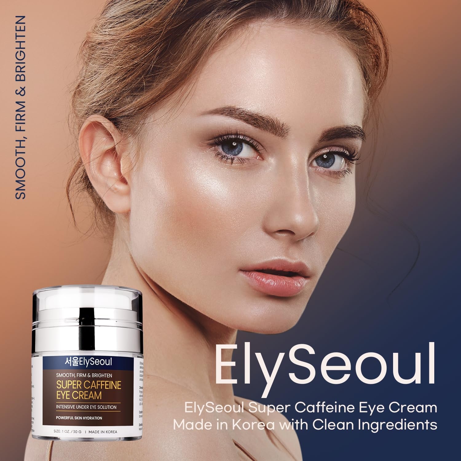 Korean Caffeine Collagen Eye Cream: Puffiness & Dark Circles under Eye Treatment - Anti-Aging with Peptides & Hyaluronic Acid, 1 Oz / 30G