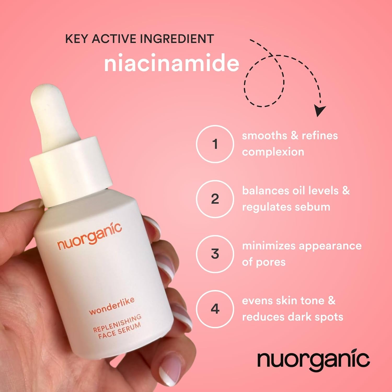 NuOrganic Wonderlike Replenishing Face Serum – 30ml | Niacinamide-Powered Hydration & Brightening for Radiant Skin