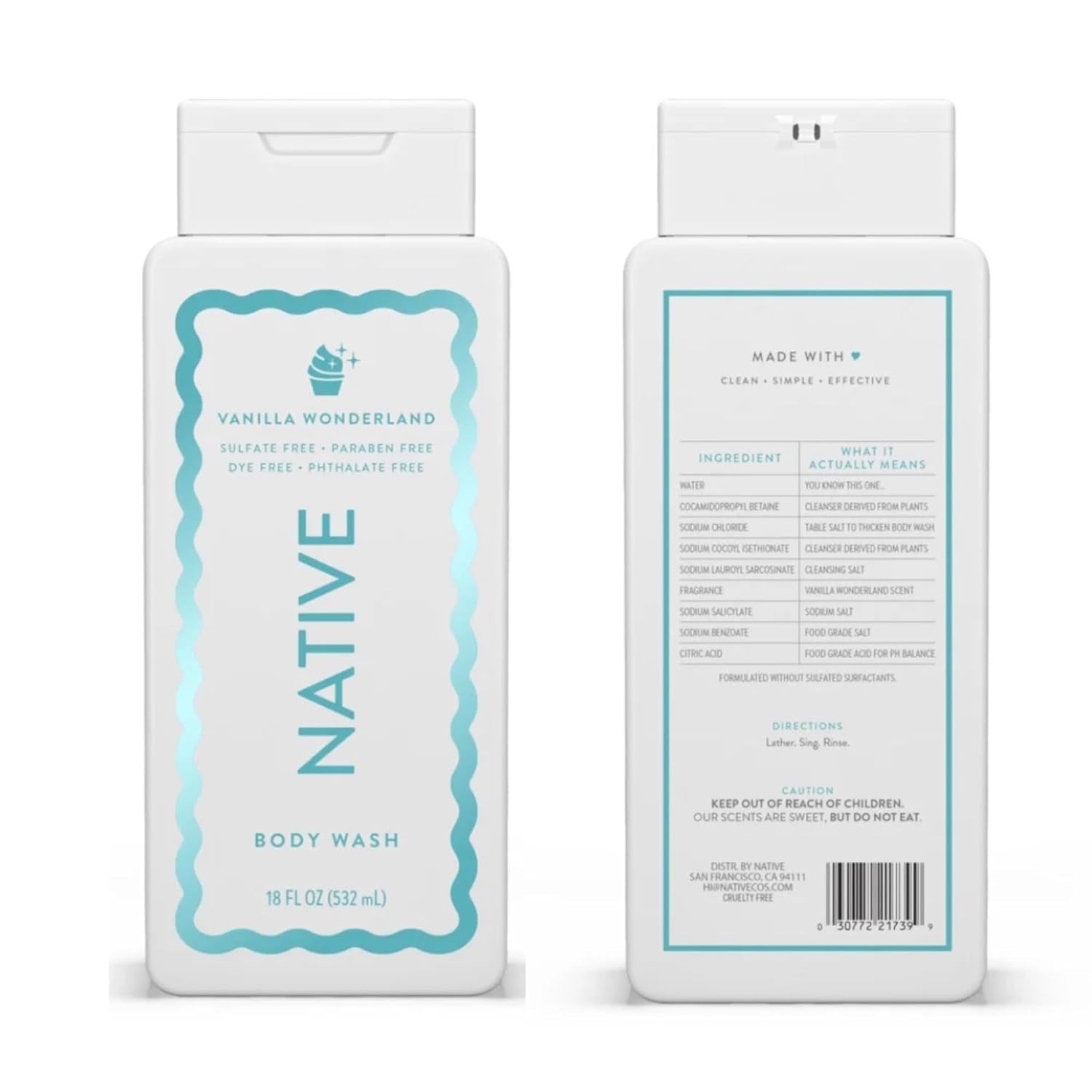 Native Vanilla Wonderland Body Wash (Holiday Limited Edition) - 532ml, Set of 2