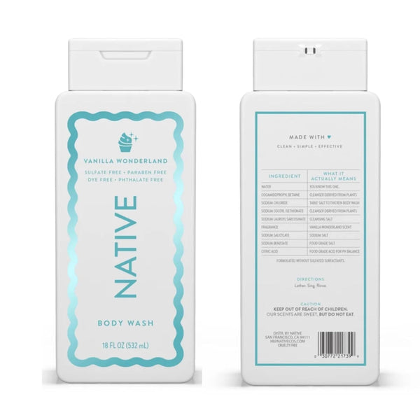 Native Vanilla Wonderland Body Wash (Holiday Limited Edition) - 532ml, Set of 2