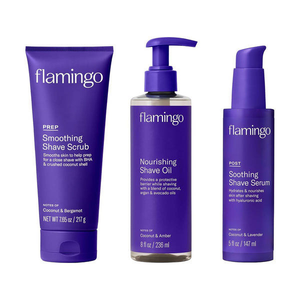 Flamingo 3-Step Shave Set | Exfoliate, Nourish & Soothe for Silky-Smooth Skin