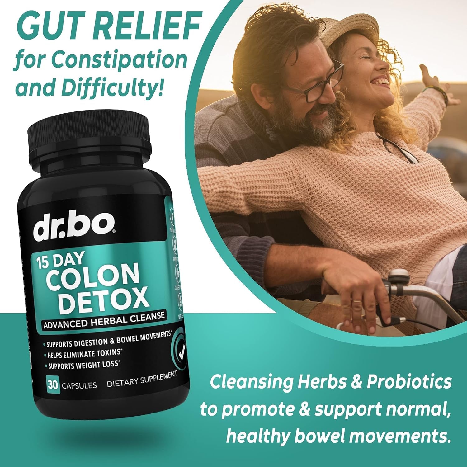 DR. BO 15 Day Colon Detox Advanced Herbal Cleanse – 30 Capsules | Natural Cleanse for Constipation, Bloating & Weight Support