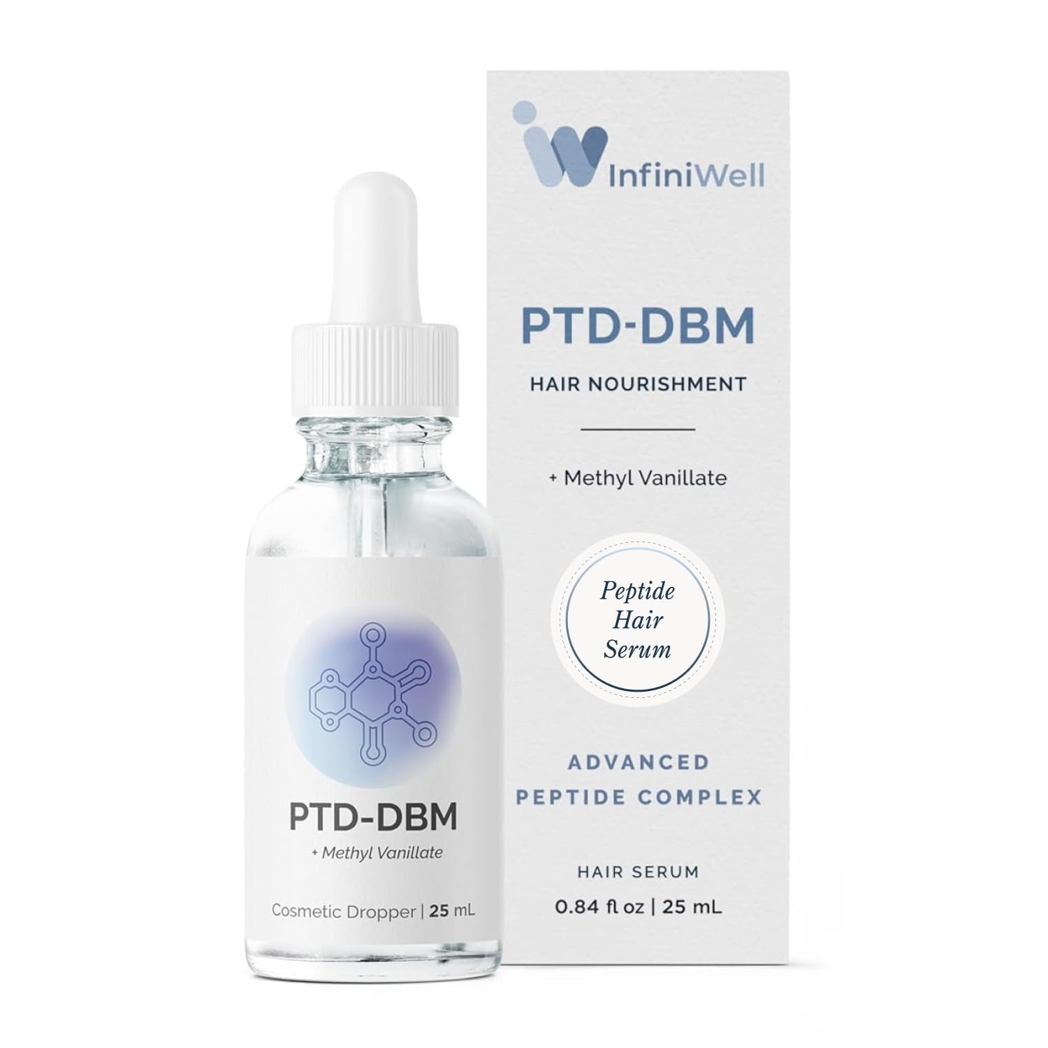 PTD-DBM Peptide Hair Serum for Fuller-Looking Hair - Scalp Treatment for Visible Growth & Follicle Renewal - Reinforce Restoration, Strand Integrity & Optimal Density (25 Ml)