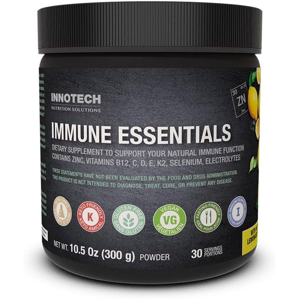 Innotech Nutrition Solutions Immune Essentials – 300g, Lemon Flavour | Daily Immune Support with Zinc, Prebiotics & Electrolytes