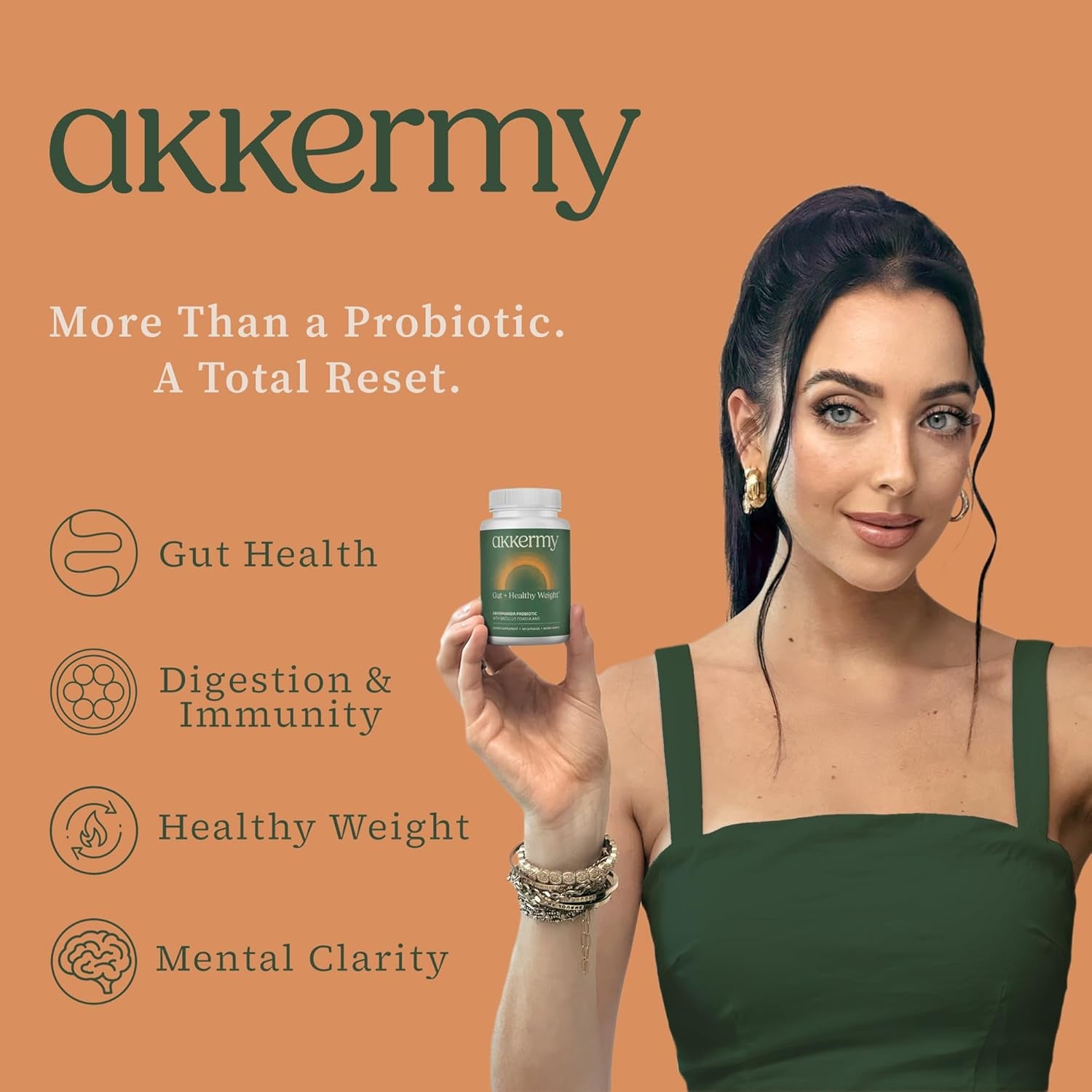 Akkermy Gut + Healthy Weight Akkermansia Probiotic – 60 Capsules, 60 Day Supply | Appetite Control & Healthy Weight Support