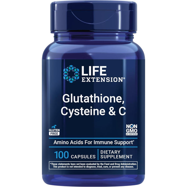 Glutathione, Cysteine & C, 500 Mg of Vitamin C, Powerful Antioxidant Supplement to Support Liver Health, Gluten-Free, Non-Gmo, 100 Capsules