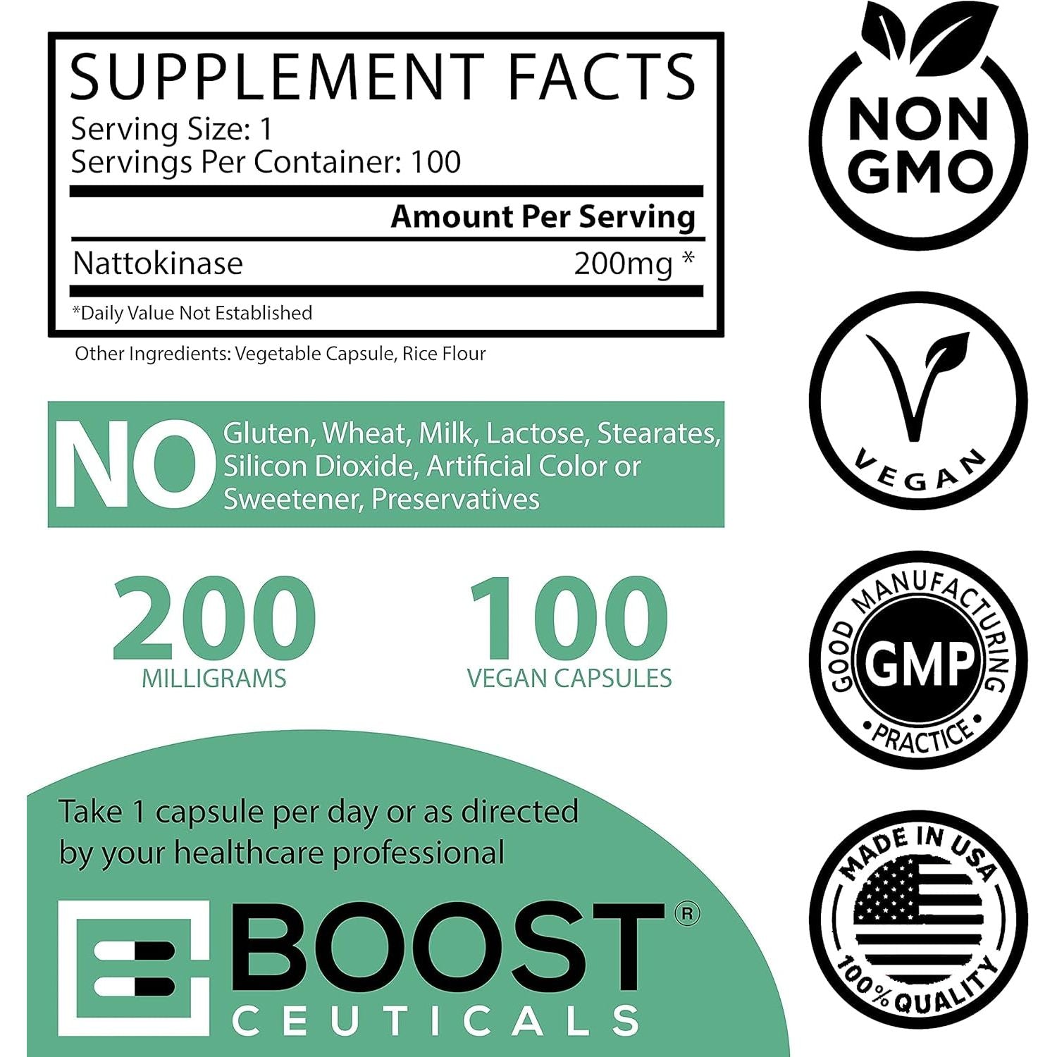 BoostCeuticals Flow Nattokinase 4000FU | 200mg – 100 Vegan Capsules | Heart, Circulation & Blood Flow Support