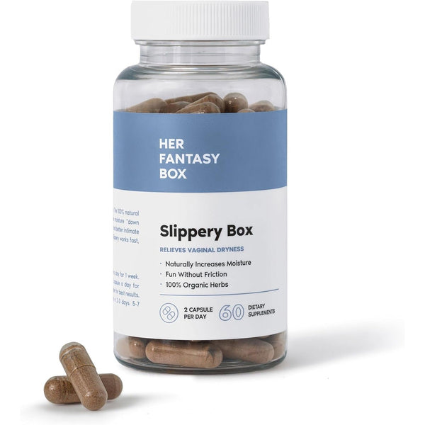 Her Fantasy Box Slippery Box – 60 Capsules | Fast-Acting Relief for Vaginal Dryness