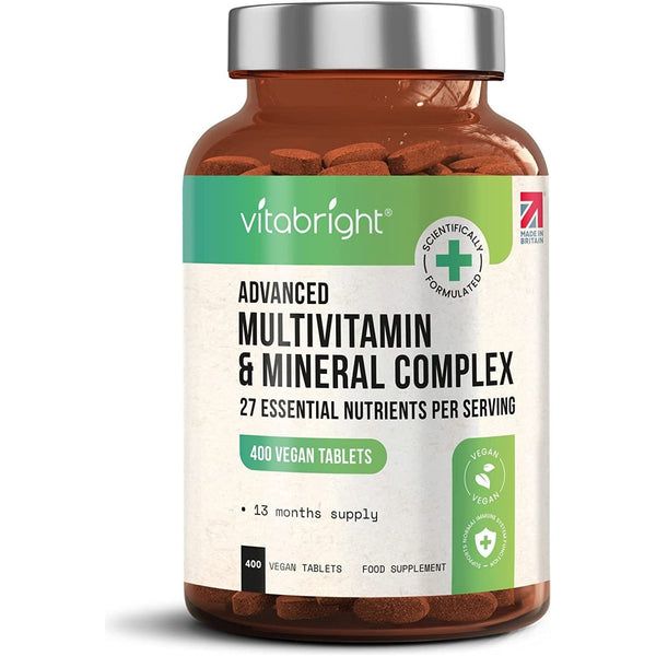 Multivitamins & Minerals - 400 Vegan Multivitamin Tablets – 13 Month Supply - 27 Essential Vitamins & Minerals per Multivitamin Tablet for Women and Men – Keto Friendly - Made in the UK by