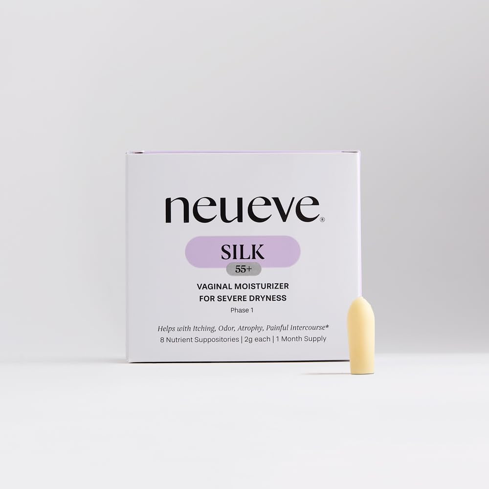 NeuEve Silk Age 55+ Vaginal Suppositories for Menopause Relief, Vaginal Dryness, Irritation & Itching, with All-Natural Ingredients, Phase 1 | 8 Count | 1-Month Supply