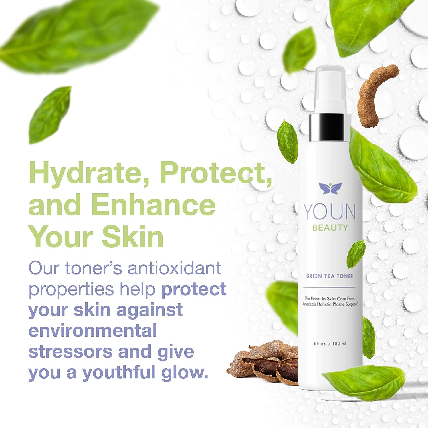 YOUN Beauty Green Tea Toner – 180ml | Hydrating Alcohol-Free Facial Toner