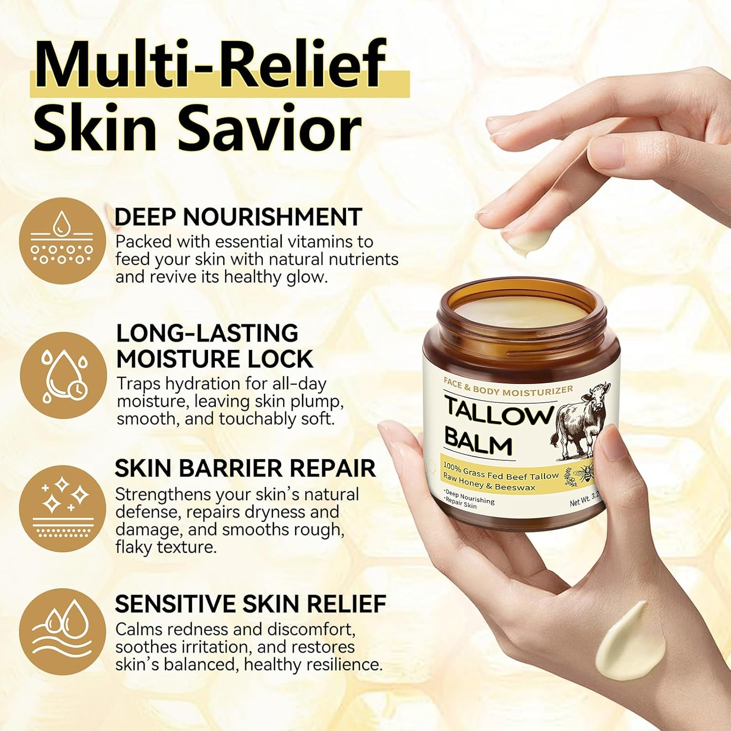 Taoscare Face & Body Moisturizer Tallow Balm – 91g | Nutrient-Rich Hydrating Skin Balm