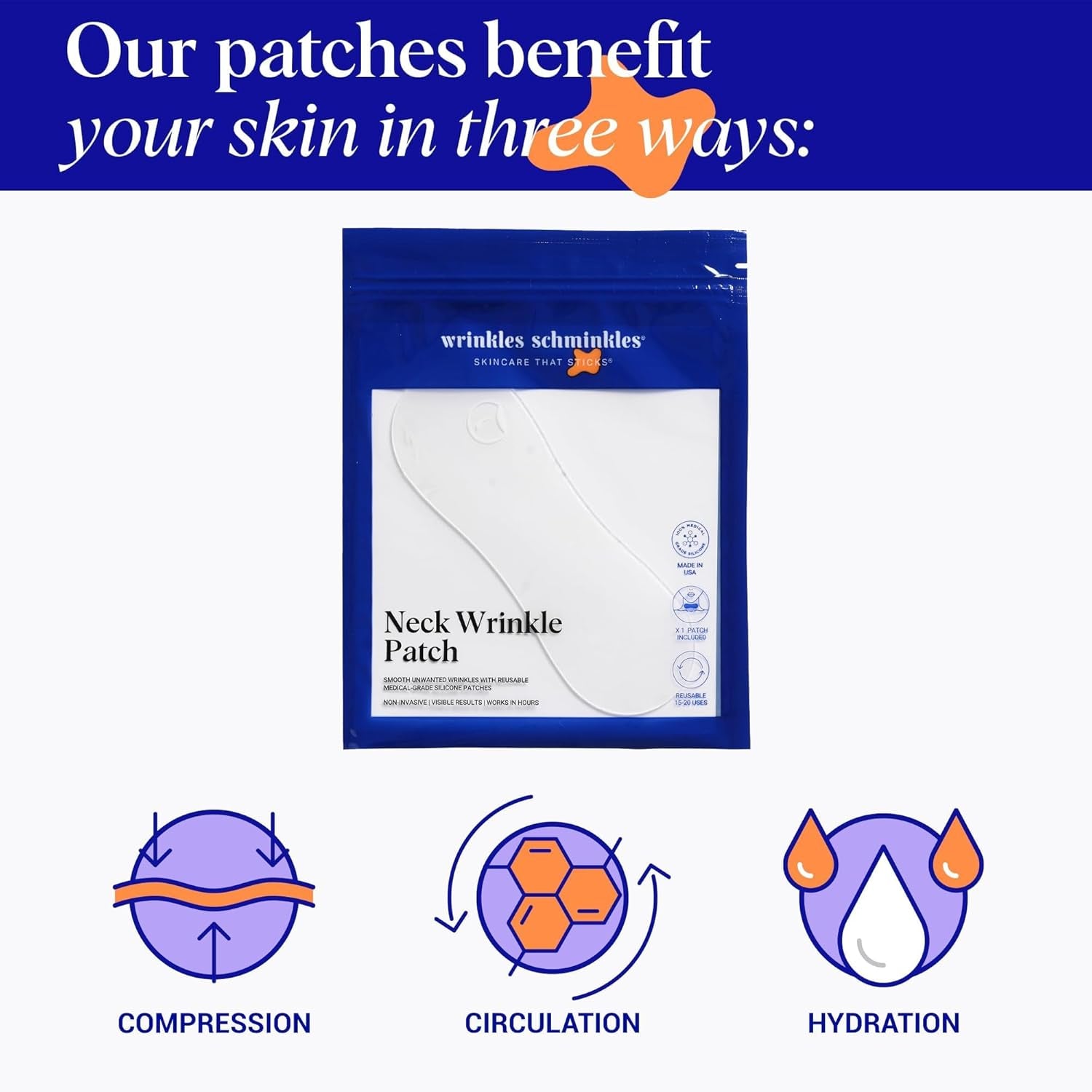 Wrinkles Schminkles Neck Wrinkle Patch – 1 Pack | Reusable Medical Grade Silicone for Neck Lines & Tech Neck