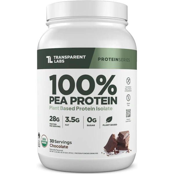 100% Pea Protein Powder - 28G Organic Plant Protein per Serving, Clean Pea Isolate Powder, USDA Organic, Vegan, Gluten-Free, Sugar-Free, Non-Gmo - 30 Servings, Chocolate